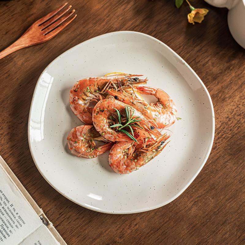 Special-Shaped Plate, Sesame Glaze Plate, Japanese Ceramic Plate, Large Plate, Design Sense, Dinner Plate, Household Vegetable Plate, Salad Plate.