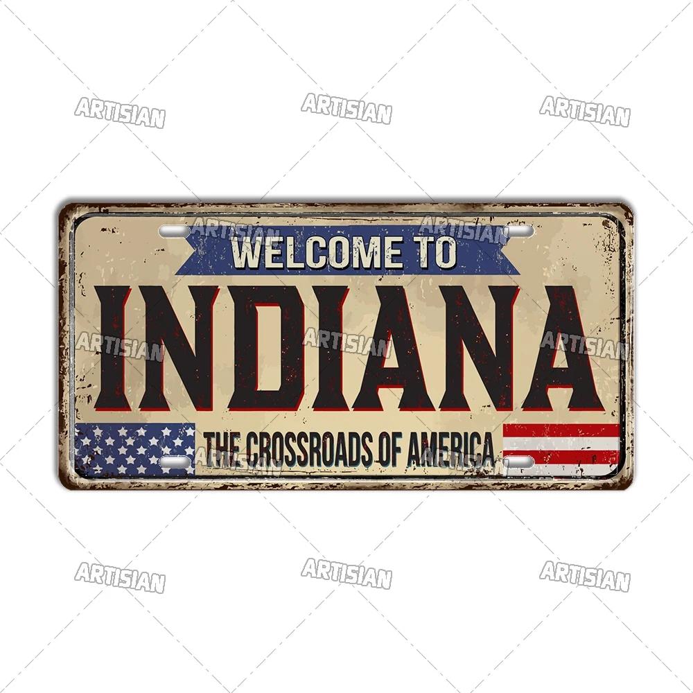 Artisian USA - Καλώς ήρθατε στην Πόλη Διακοσμητική Πινακίδα Κυκλοφορίας | Μεταλλική Πινακίδα από Κασσίτερο για Τοίχο, Γκαράζ, Μπαρ - Σχέδιο Ορόσημο