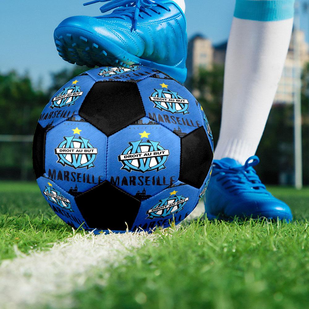Olympique de Marseille Football Club Pallone da Calcio Indoor Misura 5 Colorato Cucito a Macchina PVC Pronto per la Competizione Resistente Alta Rimbalzabilità