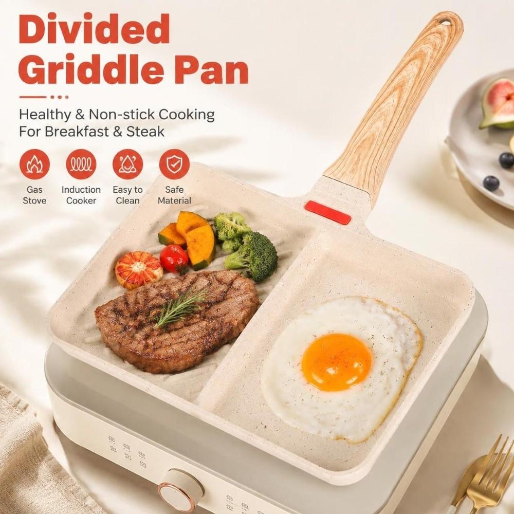Temperature Sensing Breakfast Skillet Maifan Stone Coating Steak Frying Pan Breakfast