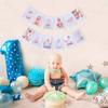 Newborn 1 To 12 Months Milestone Decorations - Simple Blue Monthly Banner, First Year Photos Hanging Banner, Boys One Birthday Decor (BLUE)
