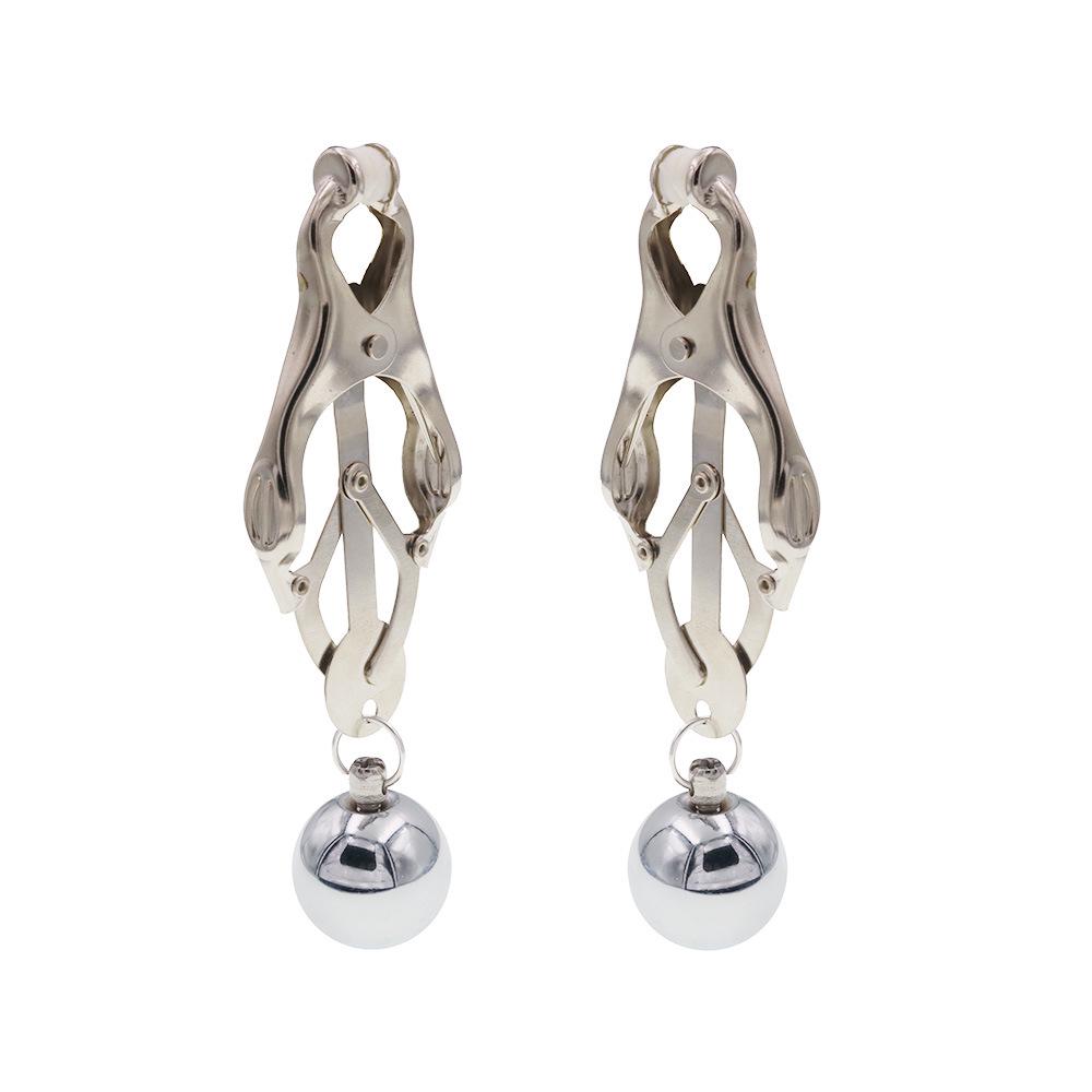 Chaquj Erotic Nipple and Labia Clamps with Gravity Ball Pendant
