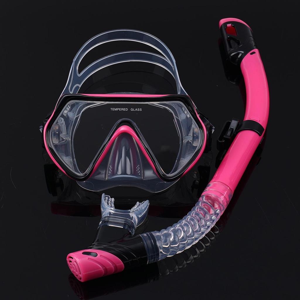 Two Treasures Full Dry Snorkel Set: Silicone Diving Mask with Tempered Glass for Children & Adults