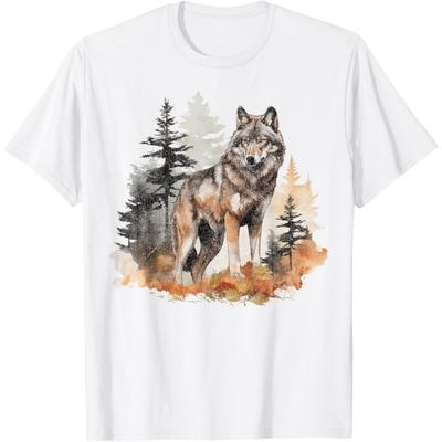 Wolf Survives Mountain Silhouette Art Lone Dog T-Shirt for Men Women