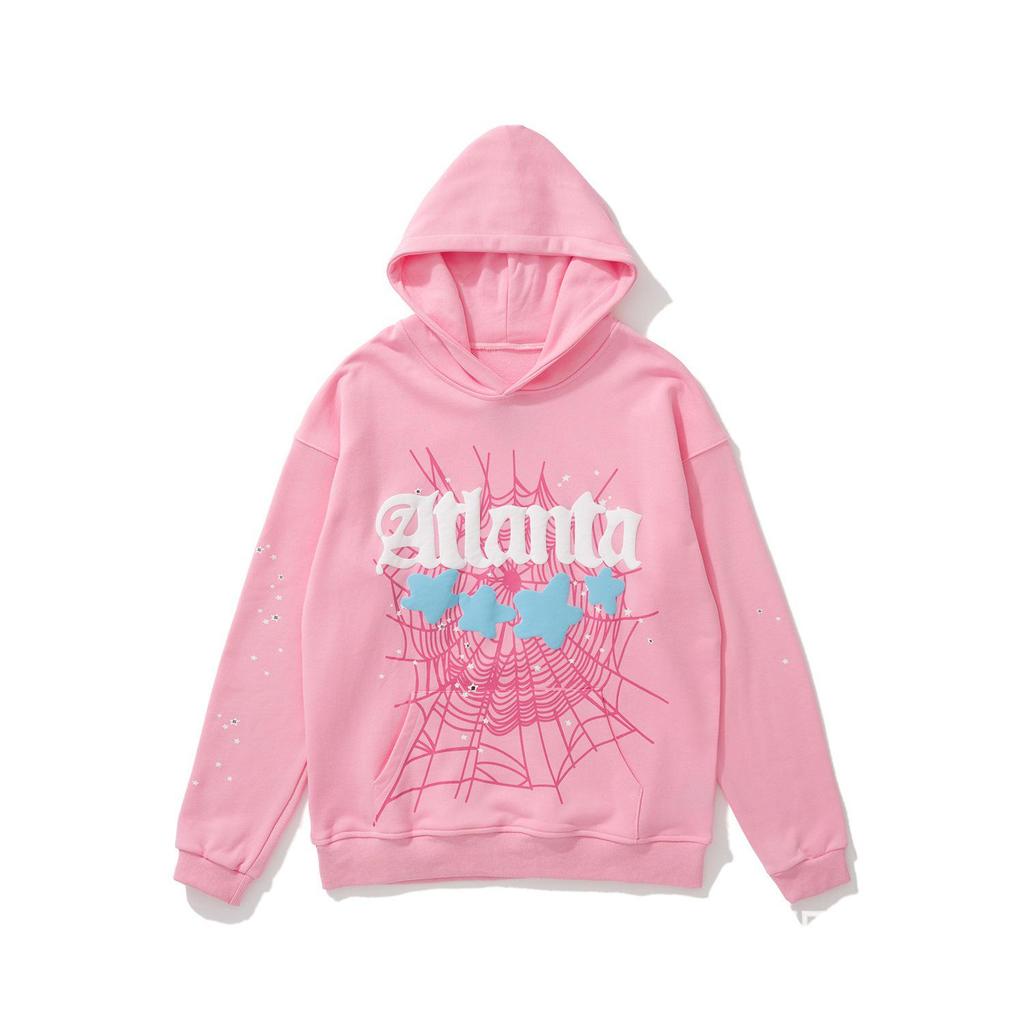 Sp5der 555555 Unisex Spinnennetz-Hoodie mit Schaumstoff-Schriftzug