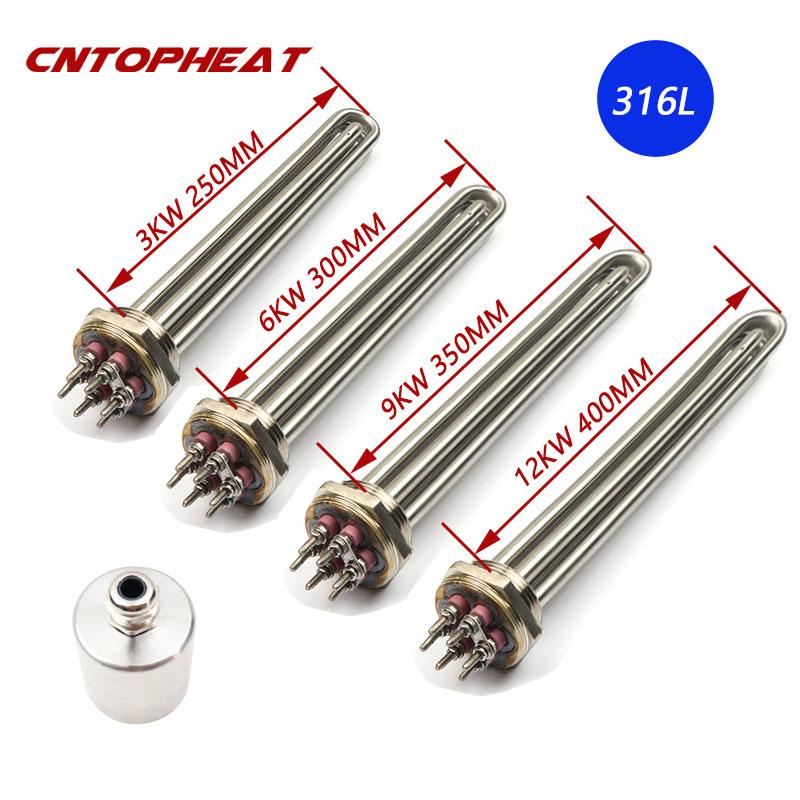 DN40 SUS316 Immersion Water Heating Element 220V/380V 6KW Corrosion Resistant Thick 10mm Tube Electric Water Heater