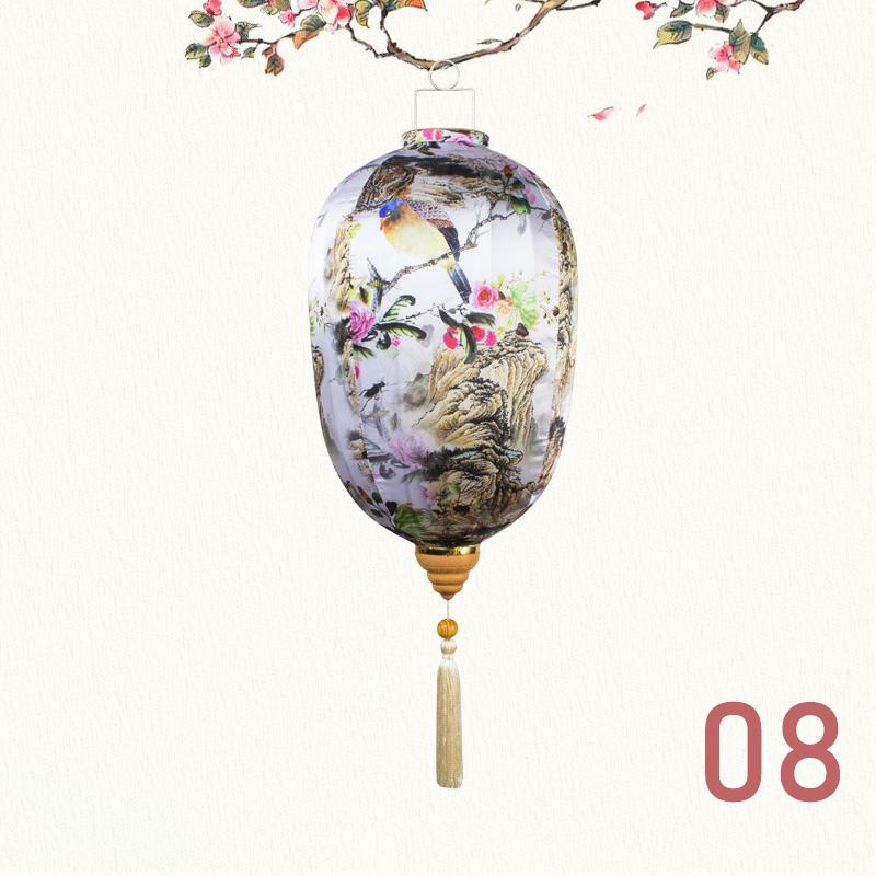14 Inch Retro Silk Lantern Palace Lantern Chinese Antique Style Festival New Year Decor Vietnam Mid-autumn Waterproof Lantern