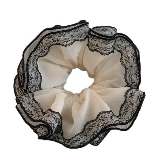 Lace edge super fairy large intestine hair band female court retro ponytail hair rope ball head hair accessories