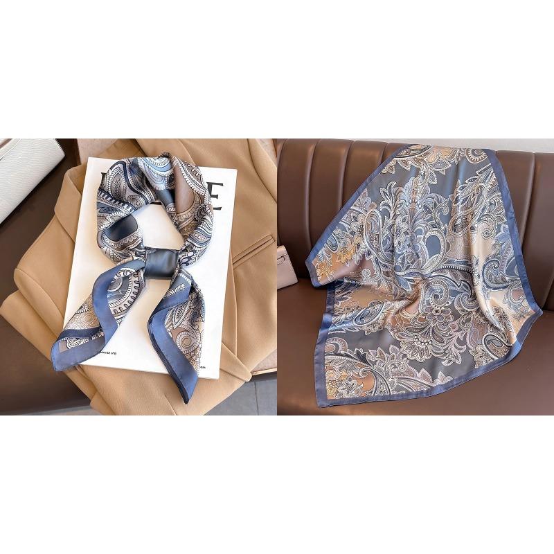 Lenço Quadrado de Seda Estampa Floral de Luxo Mulheres Lenço de Cetim Macio Faixa de Cabelo Lenço de Pescoço Cabeça Hijab Senhora Faixa de Cabelo Foulard Fita de Bolsa