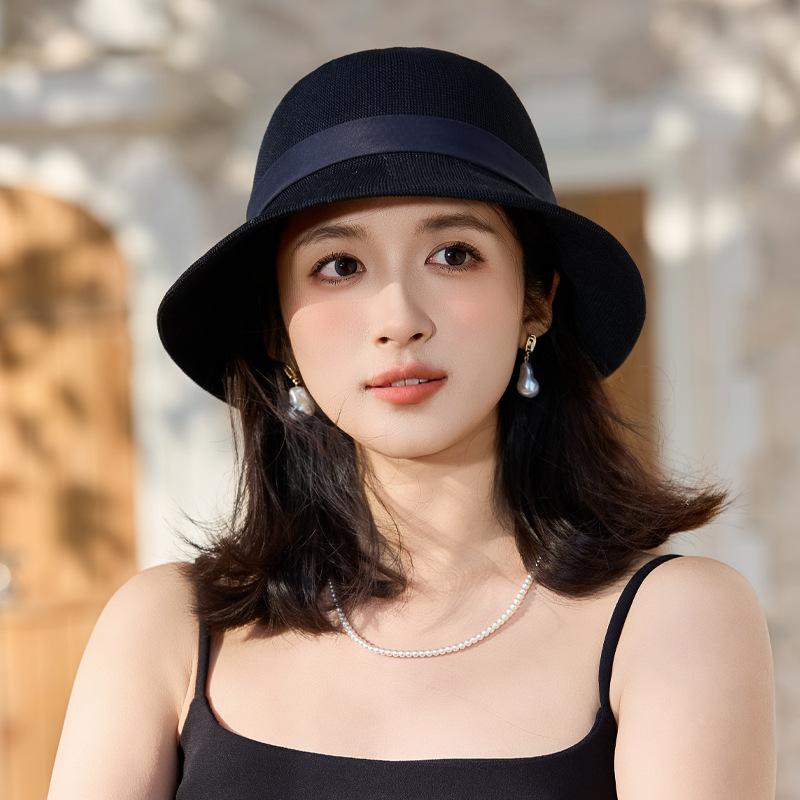 

Летняя шляпа женская солнцезащитная элегантная шляпа-ведро с бантом модная универсальная шляпа-панама One Size