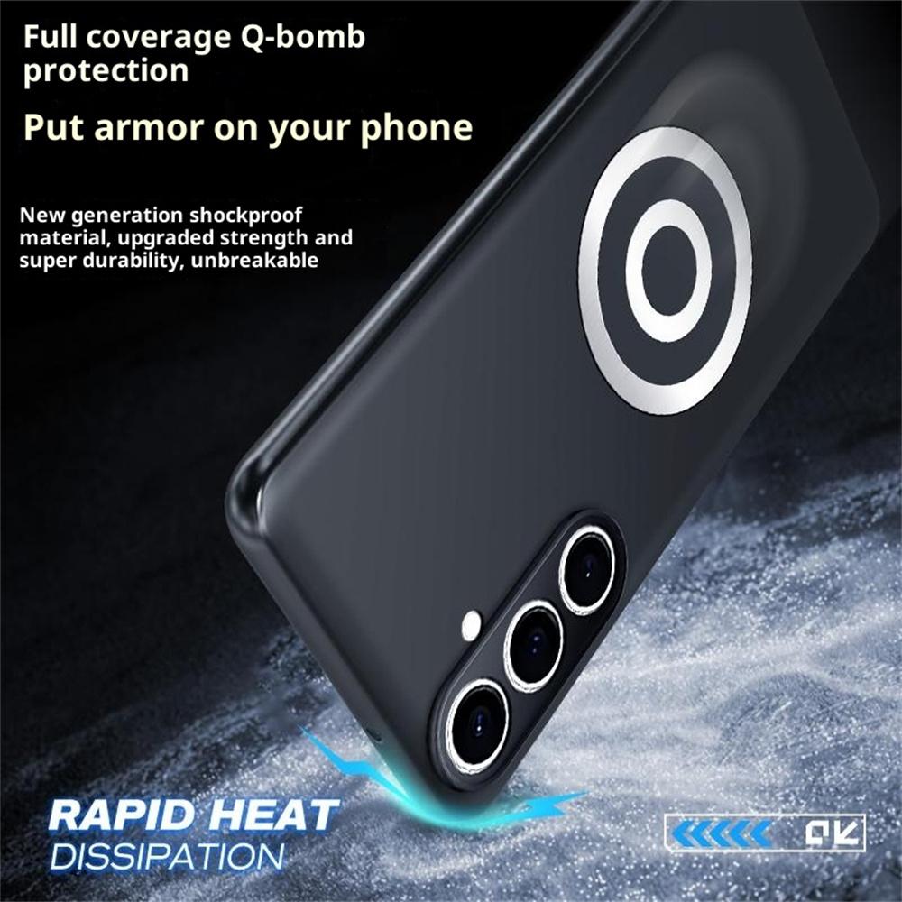 For Samsung Galaxy S24+ Case Graphene + Brass Heat Dissipation Silicone PC Phone Cover Support Magnetic Car Mount