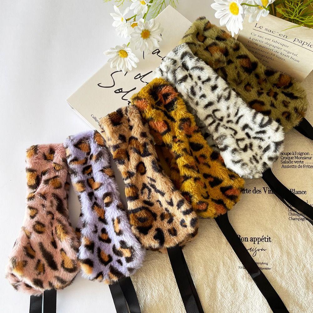 Solid Color Leopard Headbands Plush Warm Scarf Fashion Ear Warmer Women Headwear