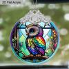 Colorful Owl Acrylic Decorations Animal Acrylic Pendant Snap-On Round Acrylic Hanging Ornaments Perfect for Home Balcony and Holiday Gift