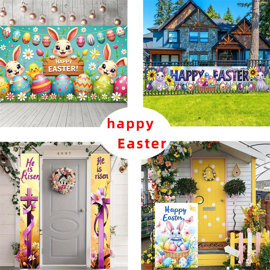 Easter Flag Banner Background Cloth Festive Atmosphere Porch Banner Courtyard Decoration Hanging Flag