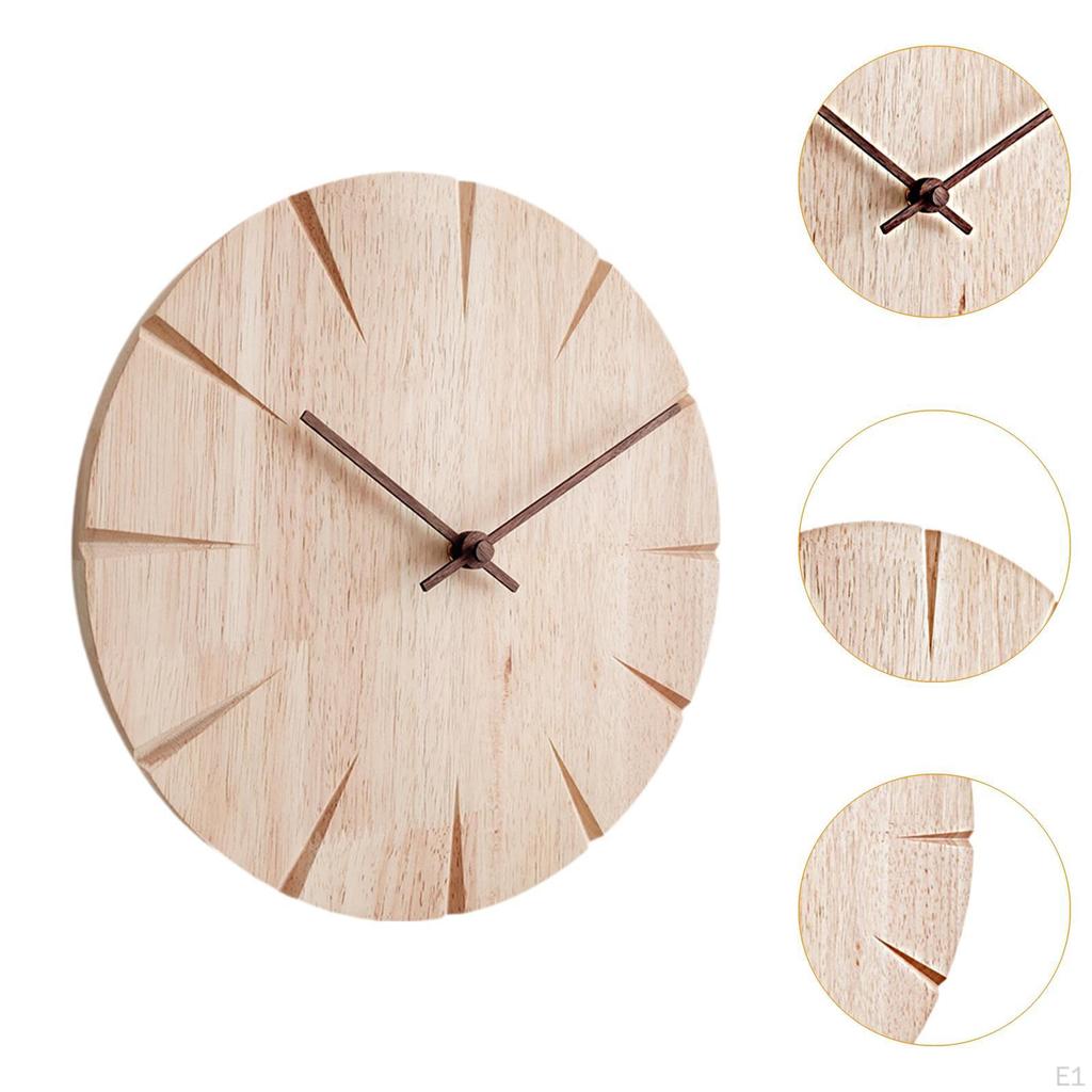 Nástěnné hodiny z masivního dřeva, netikající, kreativní design, 30 cm/11,81 palce, závěsné, dekorativní