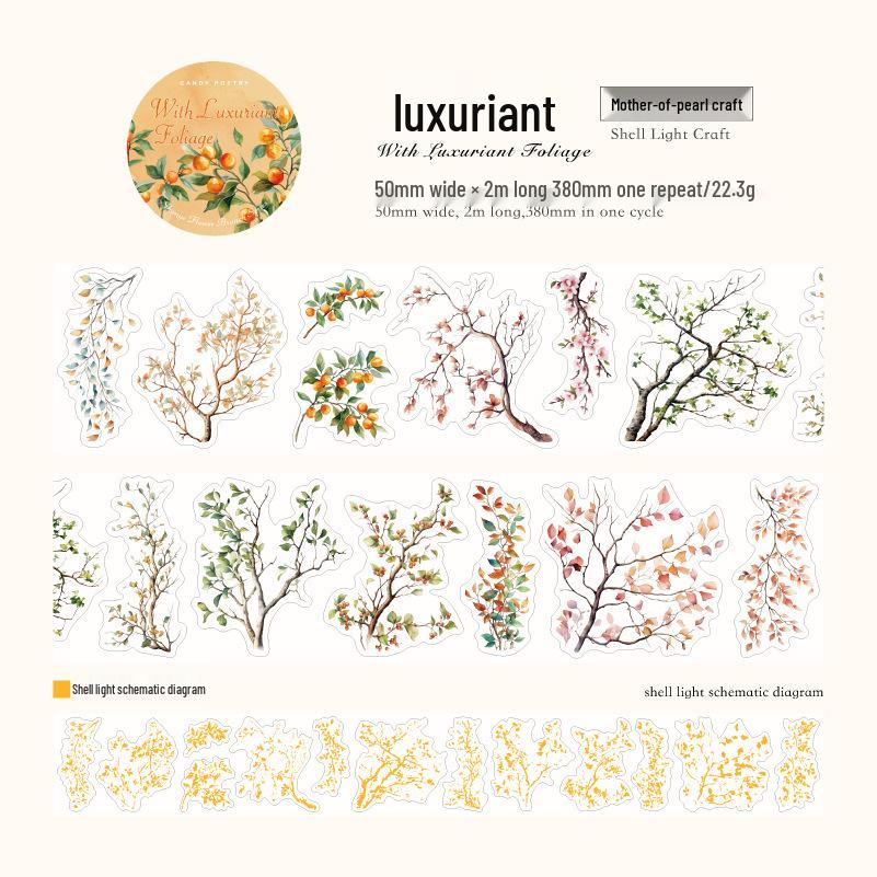 Sugar Poetry Ice Crystal PET Die-Cut Scenery Tape: Mountain Wildflower Branch Collection - 6 Floral Scenery Styles