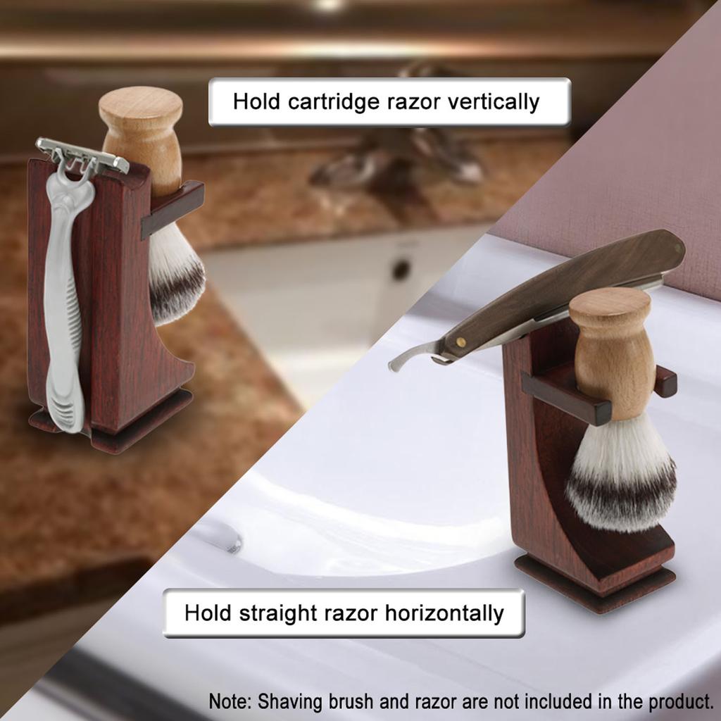 ZK20 Wood Brush Razors Drip Stand Stable Wine Red Shave Stand with Anti Slip Base for Standard Size Shave Brushes