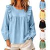 Women's Bohemian Ruffle Trim Puff Sleeve Blouse for Casual Fashion