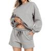 Women's Fashion Sportswear Casual Long-Sleeved Pullover Sweatshirt Drawstring Shorts Set