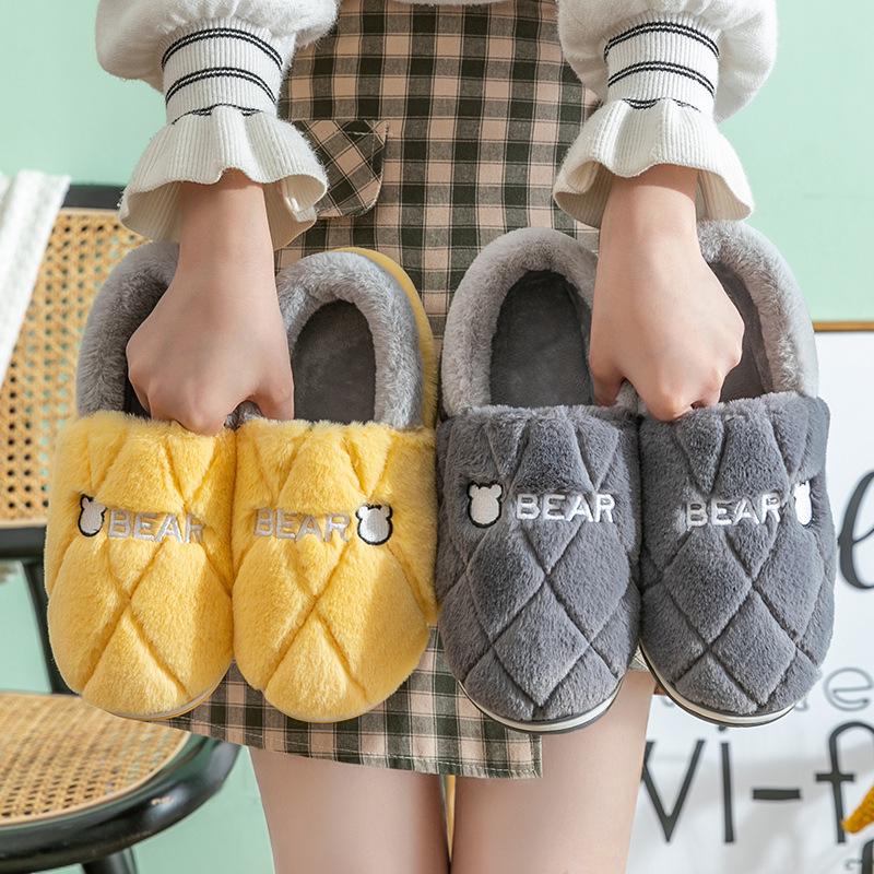 Men's & Women's Winter Wool-Cotton Slippers - Indoor/Outdoor, Heel-Covered, Plush Velvet-Lined, Warm & Cozy
