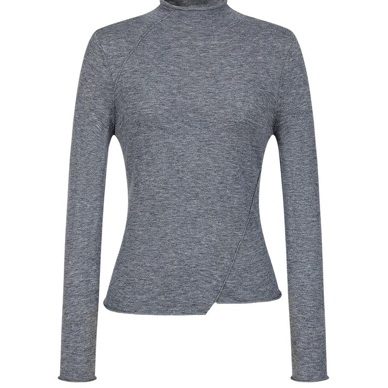 

JUZI Annakou Women s Elegant Semi-High Collar Wool Blend Knit Top M