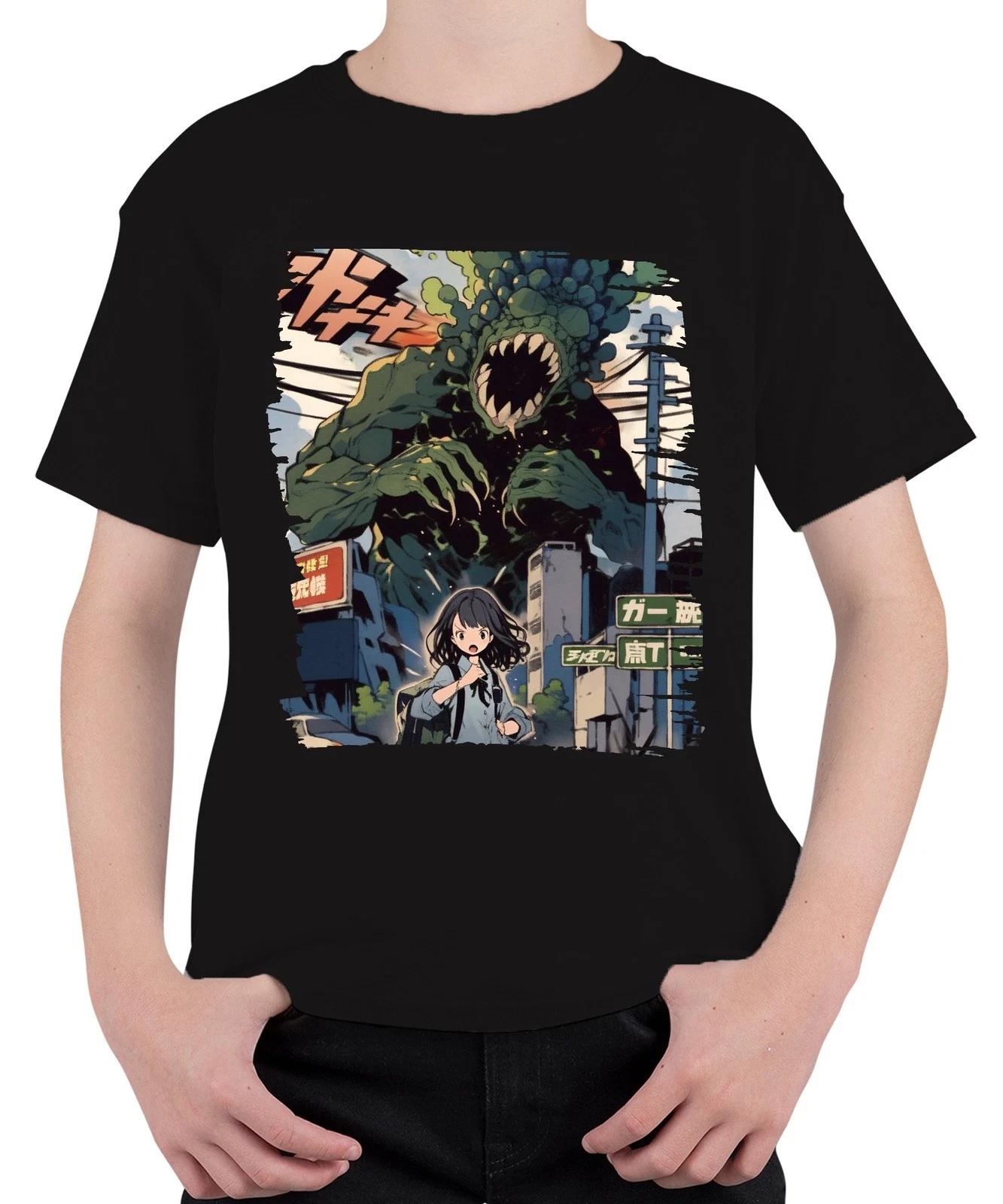 Kaiju Angriff Schulmädchen Monster Apokalypse Stadt Anime Manga Unisex Kinder T- XXL