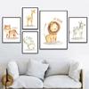 Cute Cartoon Animal Giraffe Lion Nursery Wall Art Canvas Painting Posters And Prints Wall Pictures Baby Kids Room Décor No Frame
