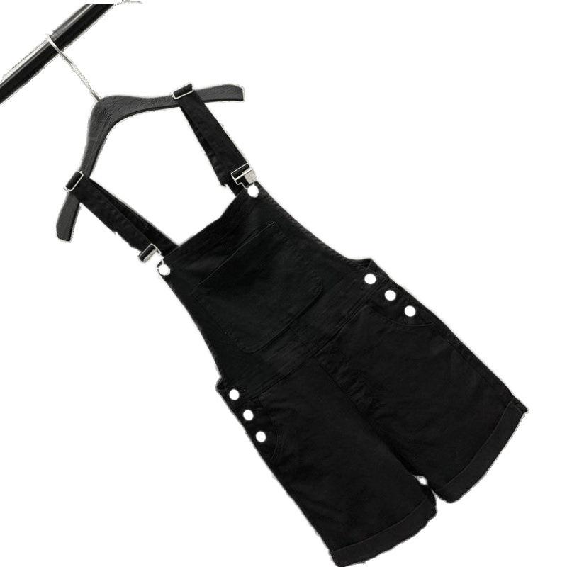 European Style Anti-Aging Denim Overalls - Women's Loose Summer Shorts with Rolled Hem and Wide Leg Design