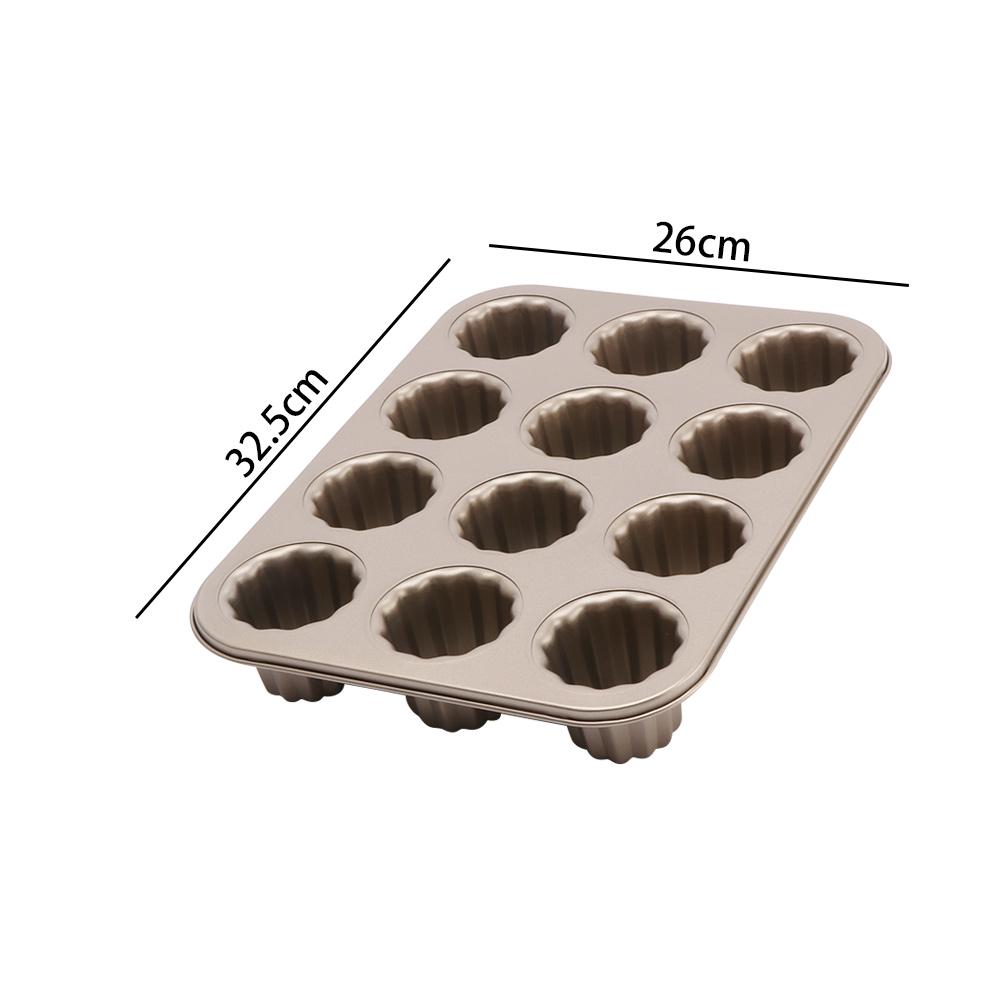12 Cavities Custard Carbon Steel Non-Stick Bakeware Canele Mold Baking Tool Cake Pan Cannele Mould