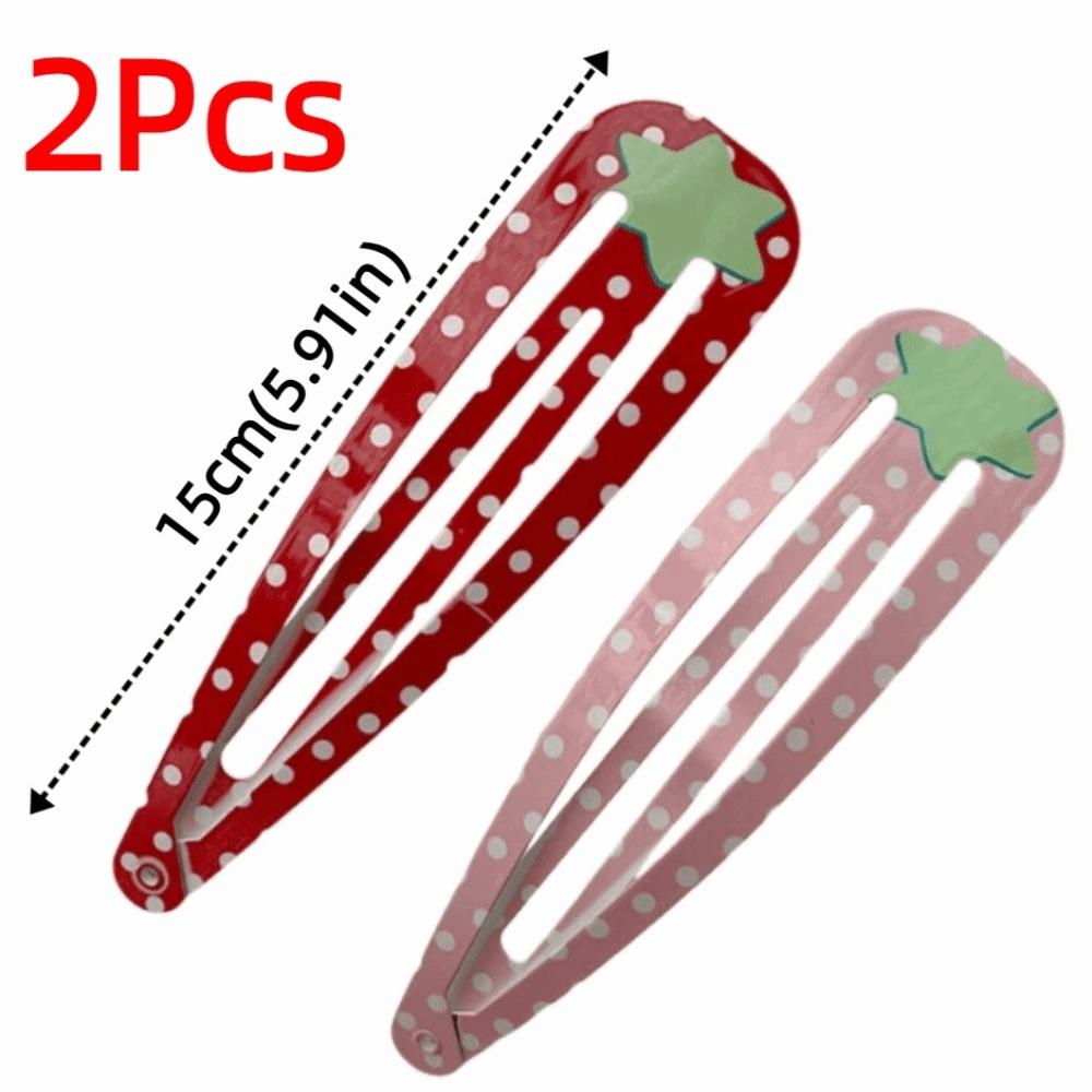 2 Stück 15cm Extra-große Haarspangen Erdbeerfrucht-Serie Kapuzenpullover BB-Clip Kreativ Polka-Dot Lustiger Haarclip Vorhangdekoration