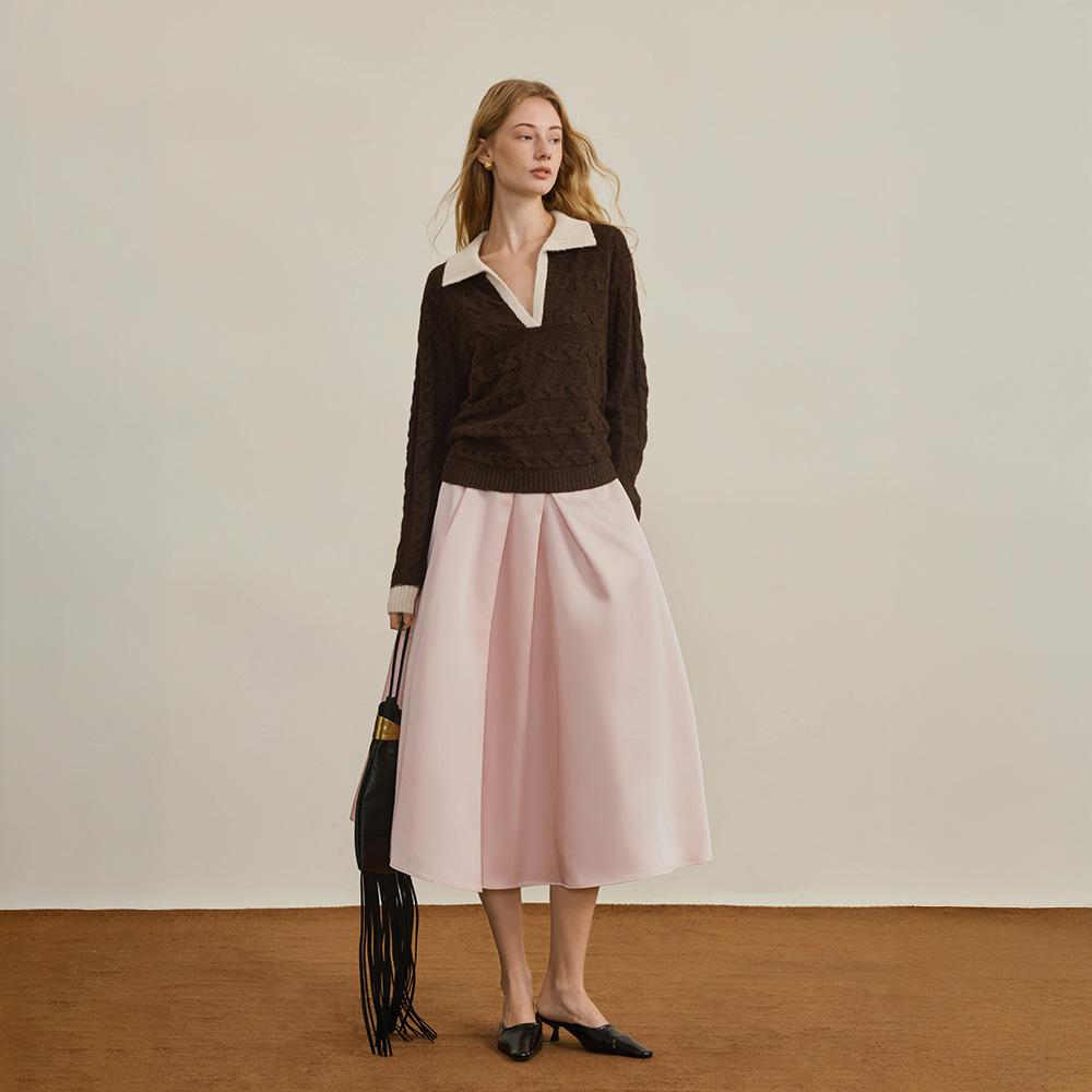Waiwaiaiem Yy_Lapel Cable Sweater Knit