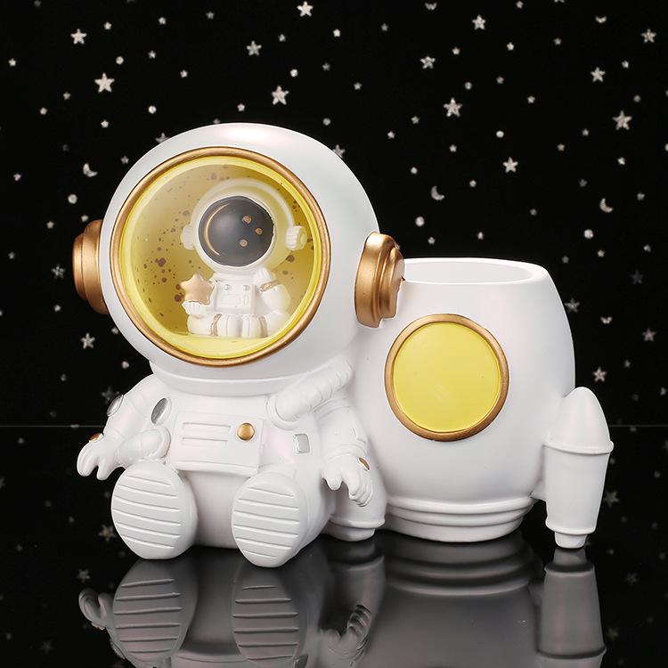 Cat Blue Cartoon Star Light Storage Creative Pen Holder Button Power Battery