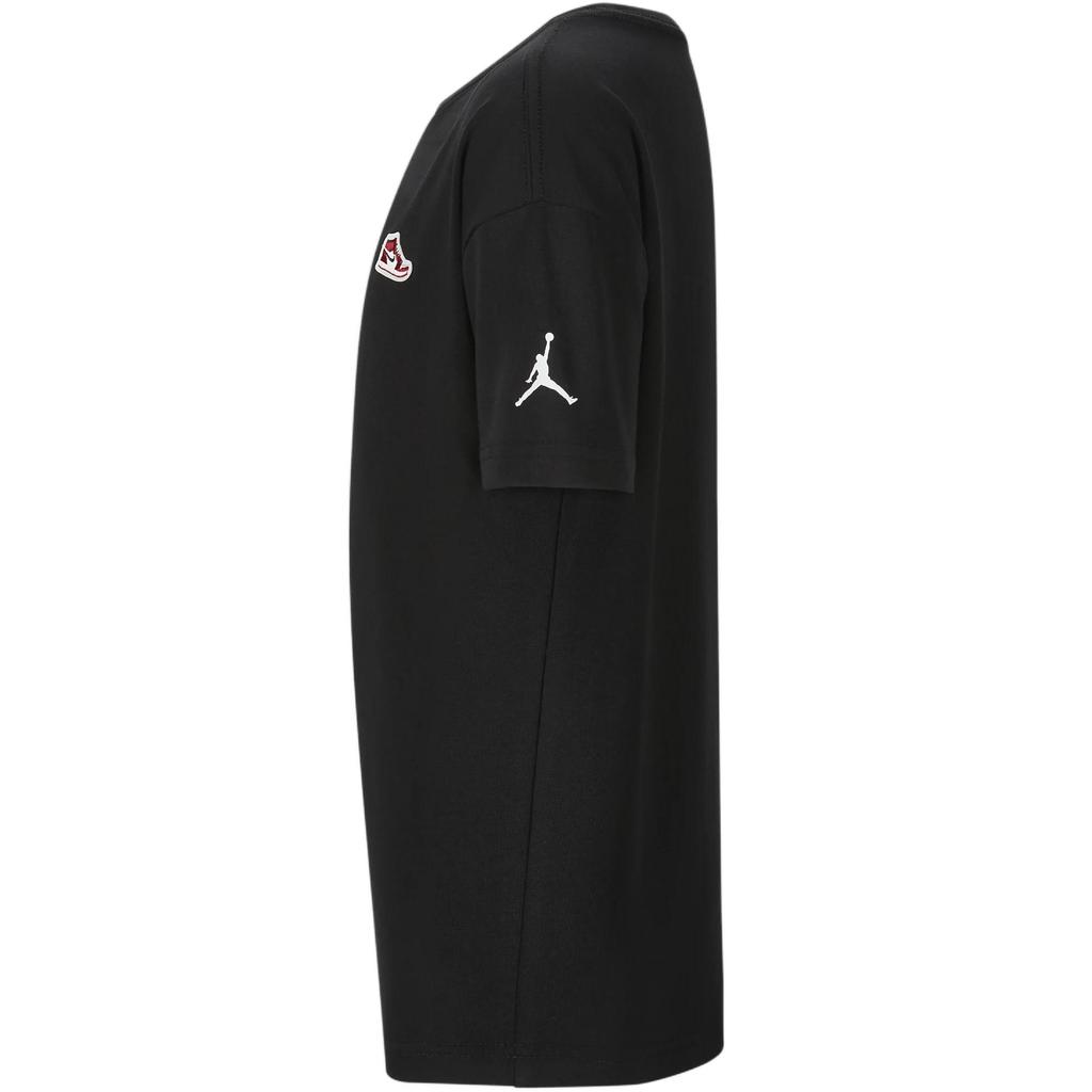 Jordan Air Logo Printed Ribbed Crew Neck Short Sleeve T-Shirt Kids Tops Black 95C899-023