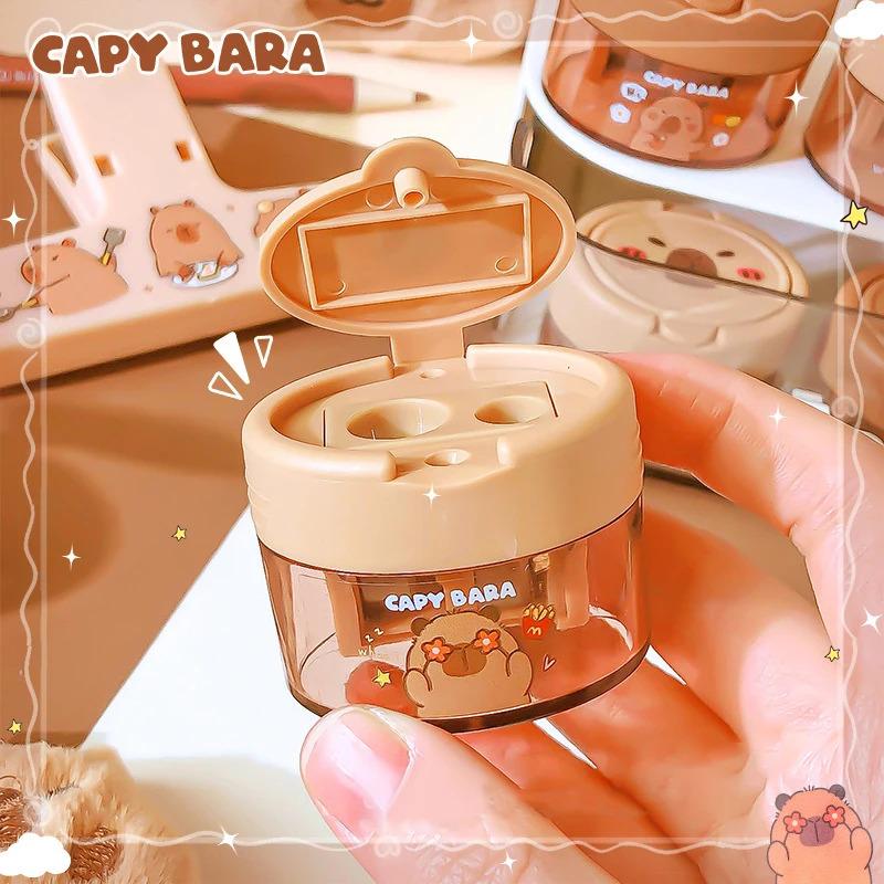 24 Piece Cute Cartoon Capybara Pencil Sharpener Set Kawaii Double-Hole Mini Design Perfect Student Prizes Stationery Gifts