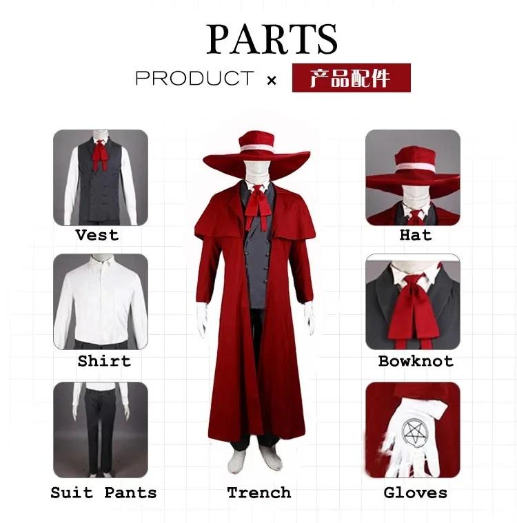 Nieuwe Vampierjager Cosplay Hellsing Alucard Kostuums Coole Mannenpakken Inhoud Lange Jas Beste Outfits Brillen Pruiken Pet S