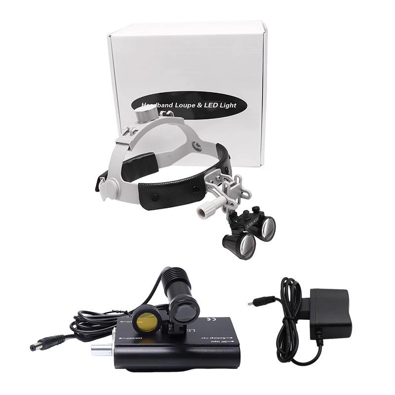 White Head-Mounted Surgical Dental Magnifier 2.5x 3.5x for Medical and Cardiovascular Examination