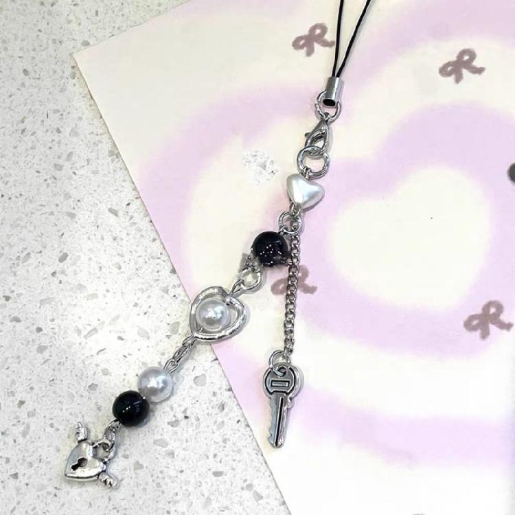 Mode Schmetterling Herz Perlen Anhänger Handy Kette Tasche Schlüsselanhänger Riemen