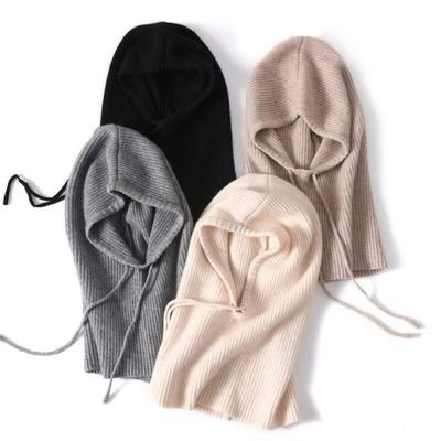 Thick Winter Knitted Hooded Caps Warm Insulation Elastic Balaclava Hat Drawstring Adjustable Breathable Beanies Cap