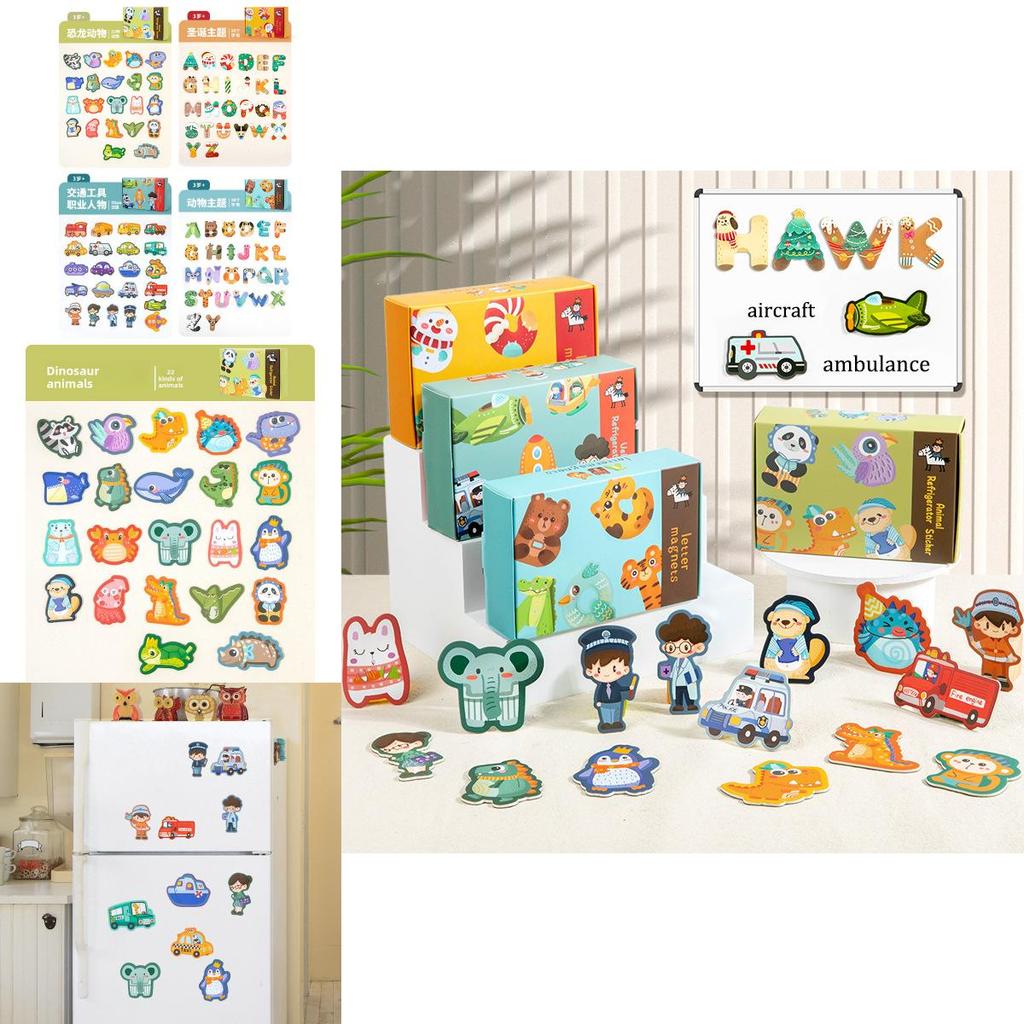 Children Christmas Animal Dinosaur Traffic Theme Magnetic Sticker Toy For Early Development