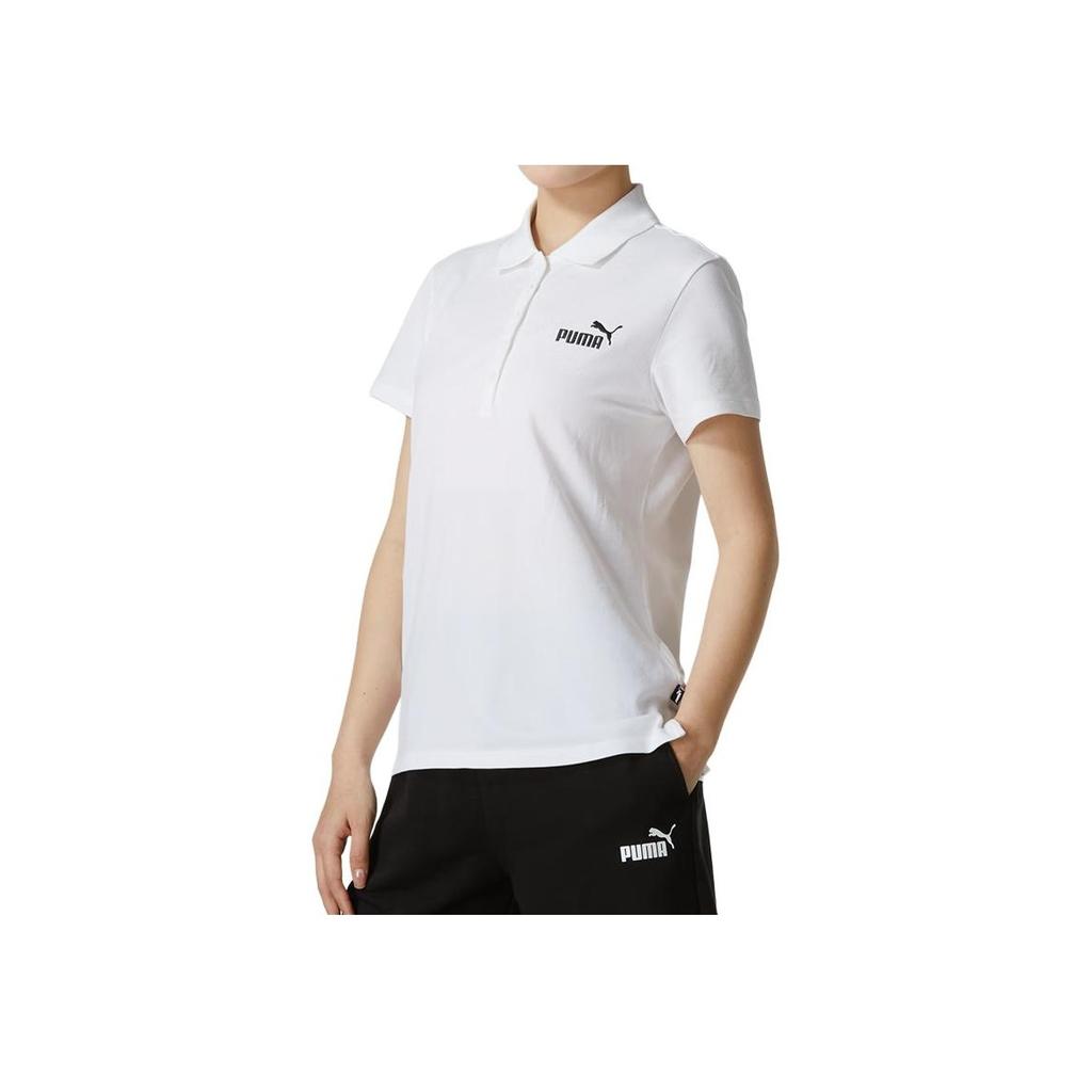 Puma Solid Color Casual Comfortable Breathable Short Sleeve Polo Shirt Women Tops White 630564-02