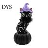 Festive Holiday Showcase Decor Halloween Pumpkin Witch Hat Black Cat Ornament, Resin Desktop Skeleton Charming Desk Ornament Statue, Creative Cartoon