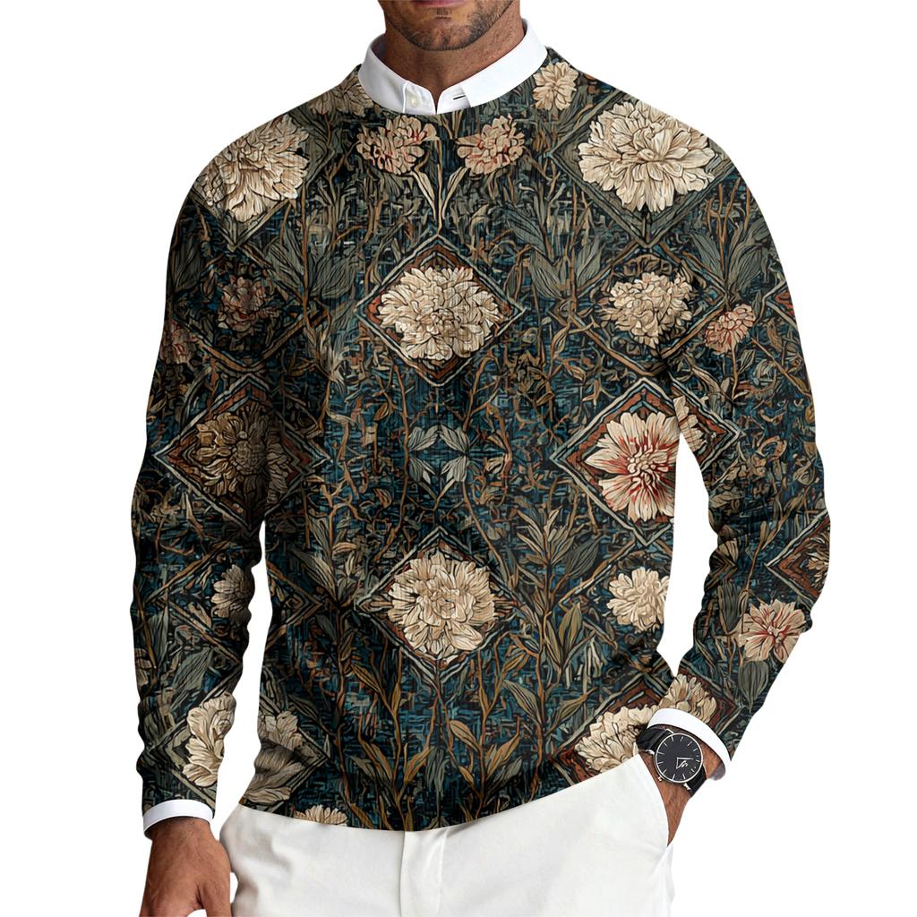 Herren Rundhals Langarm Rippstrick Pullover
