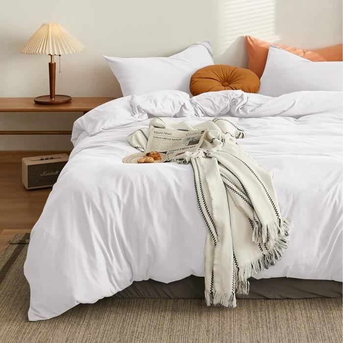 Housse de Couette - MOHAP - 240x260cm - Hypoallergénique - Anti-acariens - Blanc