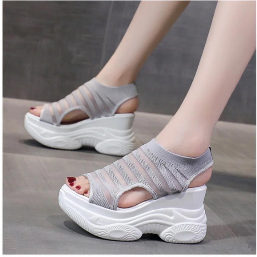 модные женские сандалии Flying Weave Fish Mouth весна-осень 2024 новые женские сандалии — фото 8