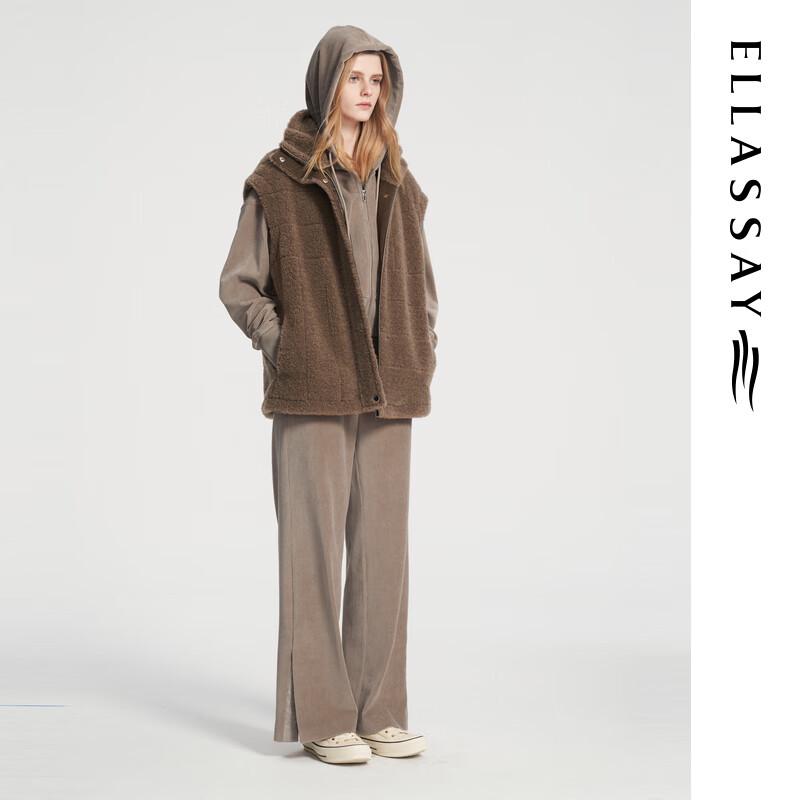 ELLASSAY Women's High-Waist Straight Leg Cotton Blend Casual Pants