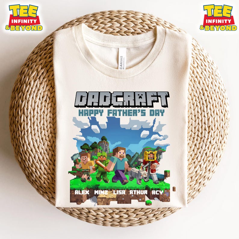 Personalized DadCraft T-shirt, A Minecraft Movie Shirt For Kids, Chicken Jockey Gaming, Happy Father s Day Gift, Trending Game Unisex Tee 130