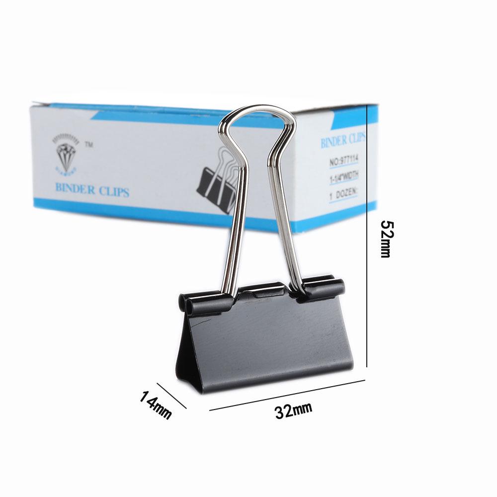 Black Large Swallowtail Metal Clips for Office Stationery and Loose Leaf Binding