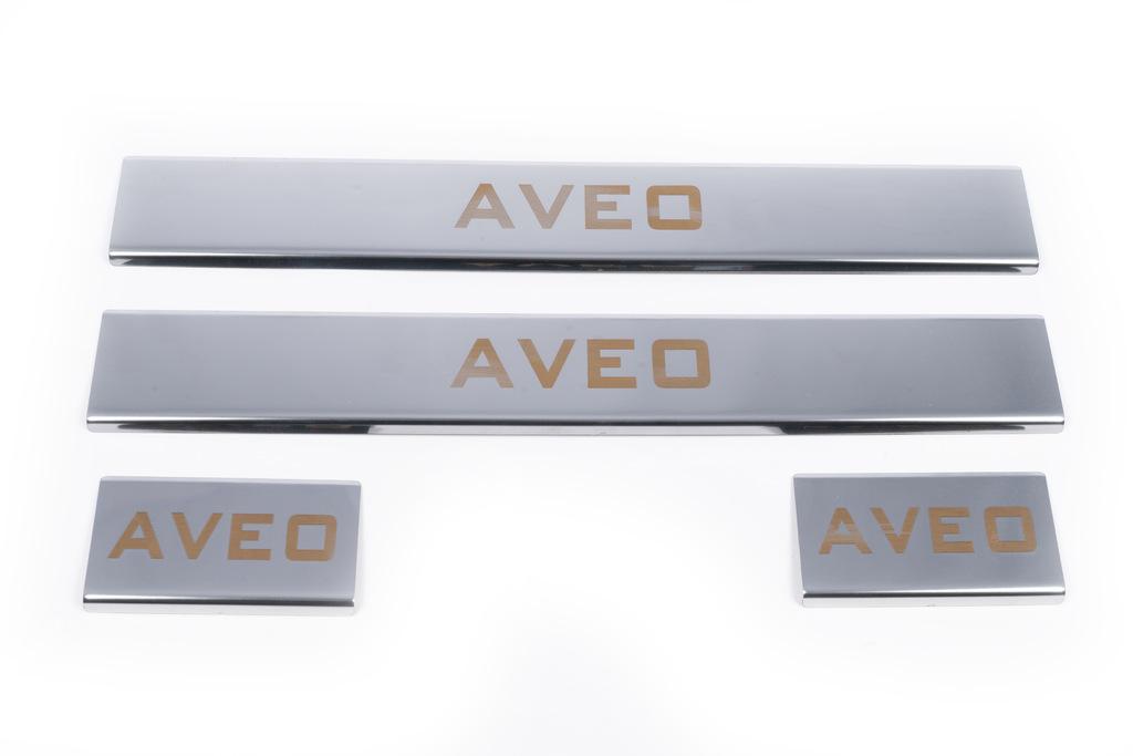 Door Sills Carmos V1 (4 Pcs, Stainless Steel) for Chevrolet Aveo T300 2011-2020