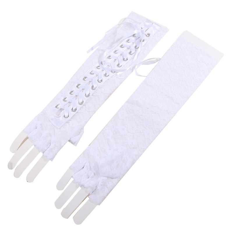 1 Par Kvinnor Elegant Bal Nattklubb Snörhandskar Tea Party Fingerlösa armbågslängda handskar