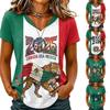Women's V-Neck Short Sleeve T-Shirt for Mexico Soccer Fan Support